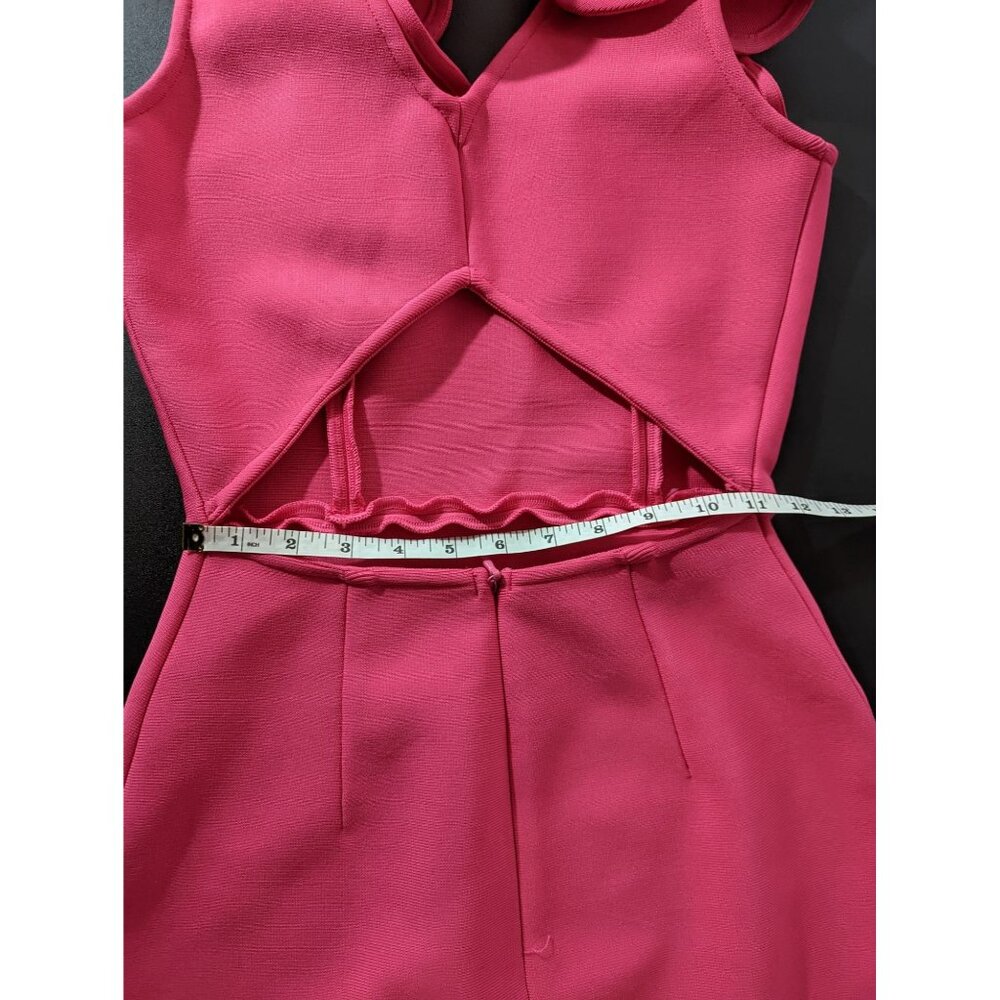 Hot Pink Ruffle Sleeves Open Back Dress Small Barbie Valentines Date Hoco Party - Picture 7 of 8